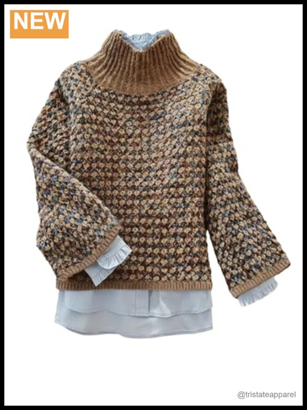 Womens Vintage Chunky Mock Neck Knit Pullover Sweater Long Sleeve Relaxed Fit